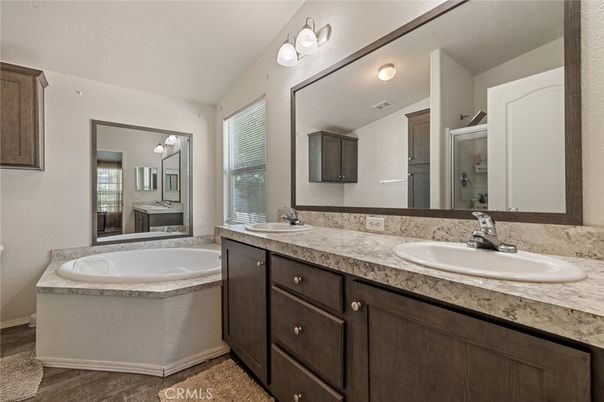 Bathroom, Dual Sink Vanities, Interior, Wood Texture Flooring