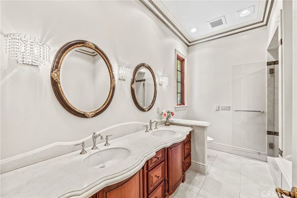 Bathroom, Dual Sink Vanities, Glass Shower, Interior, Recessed Lighting