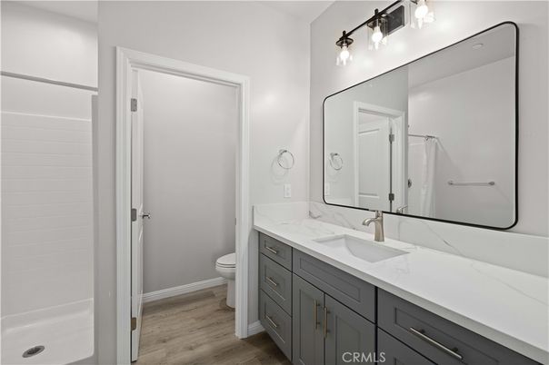 Bathroom, Dual Sink Vanities, Interior, Wood Texture Flooring