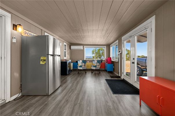 Interior, Kitchen, Living room, Stainless Steel Appliances, Wood Texture Flooring