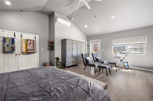 Bedroom, Fitness Equipment, Interior, Recessed Lighting, Wood Texture Flooring
