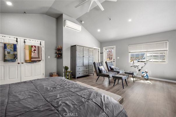 Bedroom, Fitness Equipment, Interior, Recessed Lighting, Wood Texture Flooring