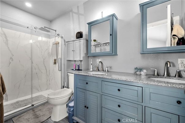 Bathroom, Glass Shower, Interior, Marble Walls, Recessed Lighting