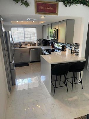 Interior, Kitchen, Marble, Recessed Lighting, Stainless Steel Appliances