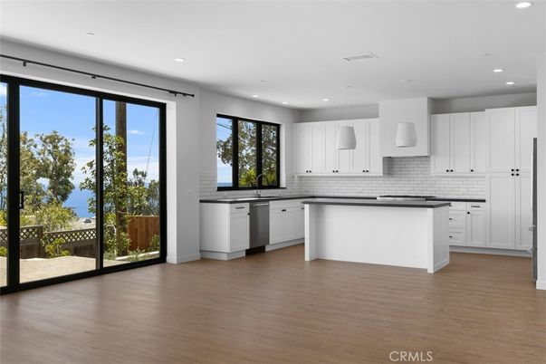 Interior, Kitchen, Pendant Lights, Recessed Lighting, Wood Texture Flooring