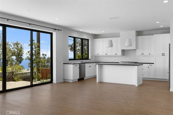 Interior, Kitchen, Pendant Lights, Recessed Lighting, Wood Texture Flooring