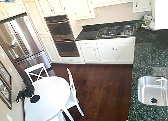 Dining room, Interior, Kitchen, Stainless Steel Appliances, Wood Texture Flooring