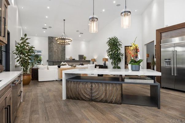 Interior, Kitchen, Living room, Pendant Lights, Recessed Lighting, Stainless Steel Appliances, Wood Texture Flooring