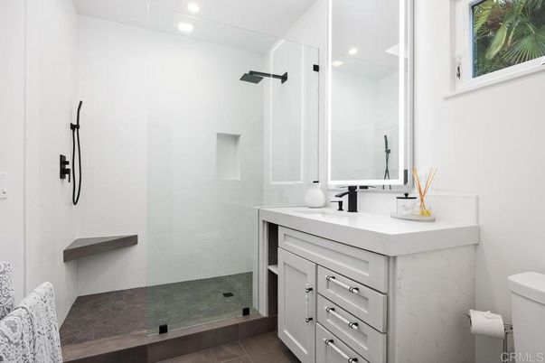 Bathroom, Glass Shower, Interior, Recessed Lighting