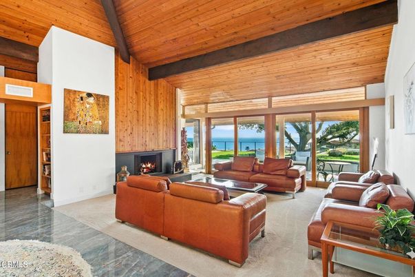 Fireplace, Interior, Living room, Water, Wooden Beams, Wooden Ceilings, Wooden Walls