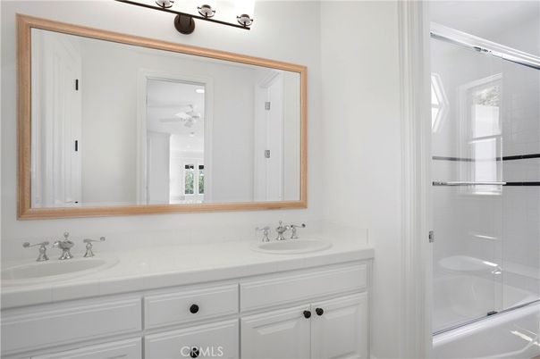 Bathroom, Dual Sink Vanities, Glass Shower, Interior, Tile Countertops