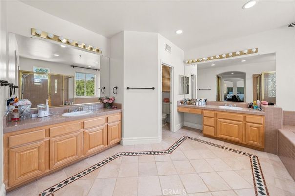 Bathroom, Dual Sink Vanities, Glass Shower, Interior, Recessed Lighting