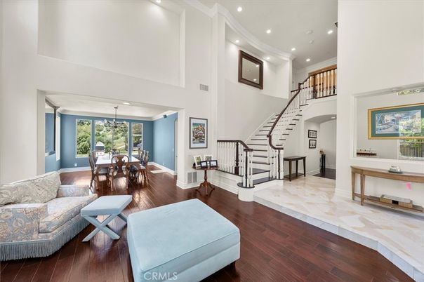 Dining room, Interior, Pendant Lights, Recessed Lighting, Wood Texture Flooring