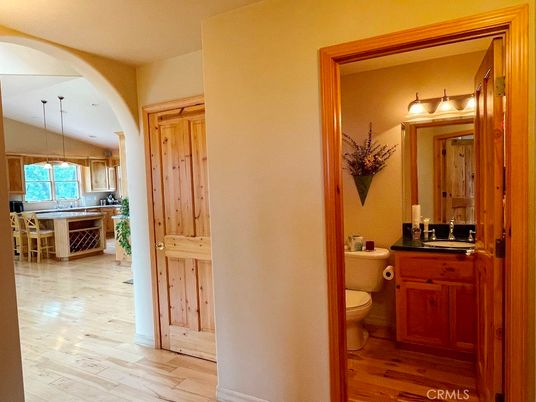 Bathroom, Interior, Pendant Lights, Wood Texture Flooring