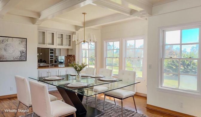 Dining room, Interior, Kitchen, Pendant Lights, Wood Texture Flooring