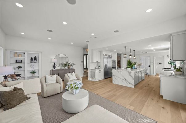 Interior, Kitchen, Living room, Pendant Lights, Recessed Lighting, Wood Texture Flooring