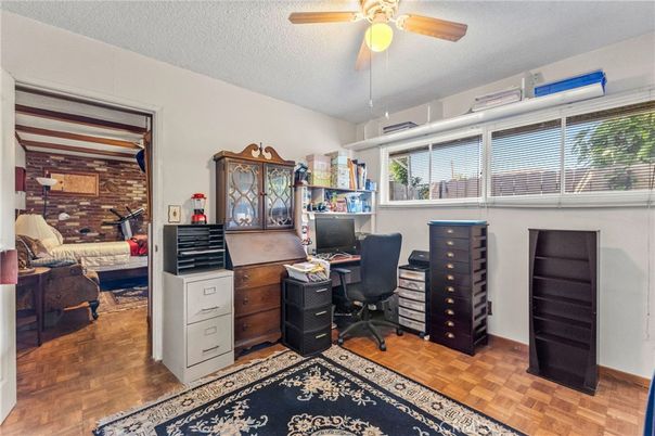 Home Office, Interior, Stone Walls, Wood Texture Flooring