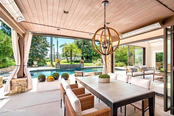 Chandelier, Exterior, Pool, Wooden Ceilings