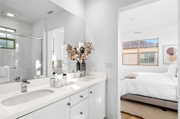 Bathroom, Bedroom, Dual Sink Vanities, Glass Shower, Interior, Recessed Lighting