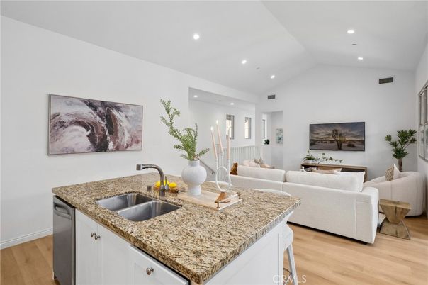 Interior, Kitchen, Living room, Recessed Lighting, Wood Texture Flooring