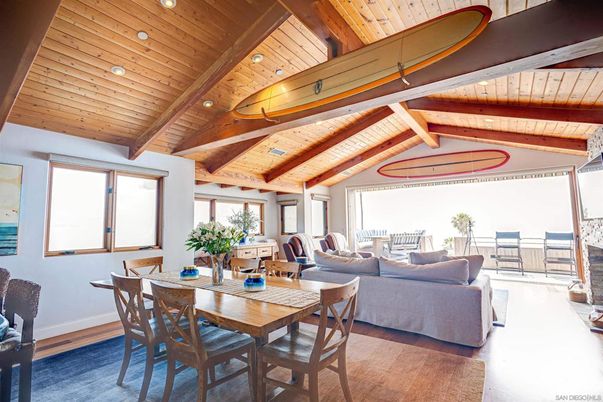 Dining room, Interior, Living room, Recessed Lighting, Wooden Beams, Wooden Ceilings, Wood Texture Flooring