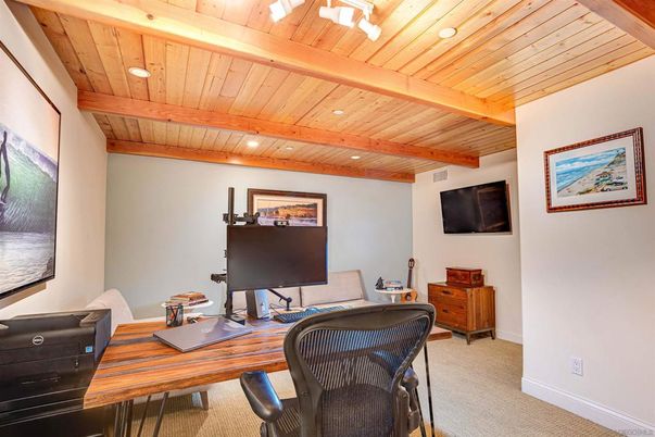Home Office, Interior, Recessed Lighting, Wooden Beams, Wooden Ceilings