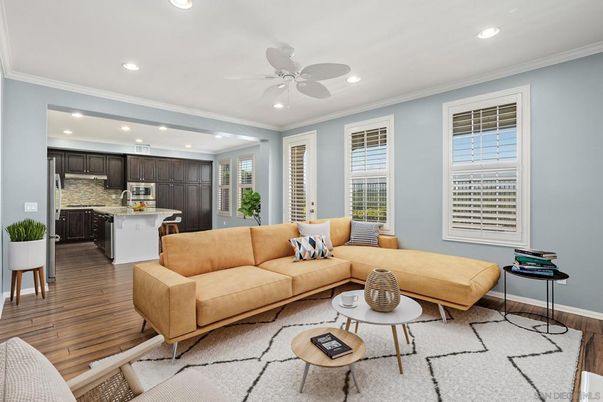 Interior, Kitchen, Living room, Recessed Lighting, Wood Texture Flooring