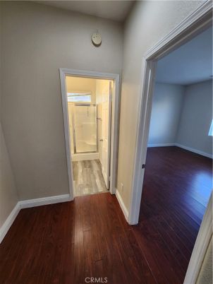 Bathroom, Empty room, Glass Shower, Interior, Wood Texture Flooring