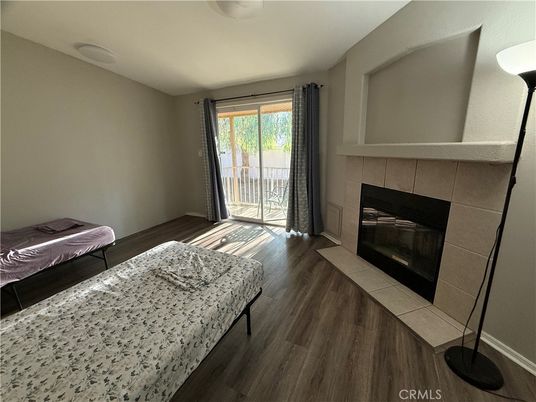Bedroom, Fireplace, Interior, Wood Texture Flooring