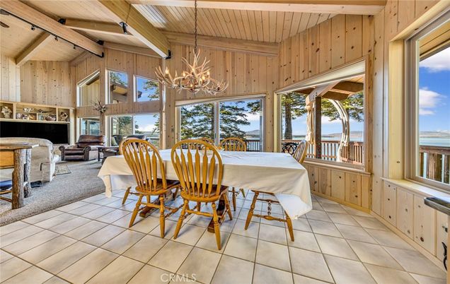 Chandelier, Dining room, Interior, Living room, Water, Wooden Beams, Wooden Ceilings, Wooden Walls