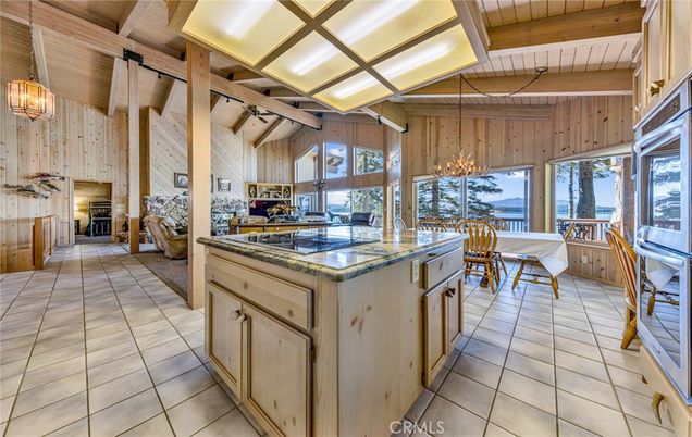 Dining room, Interior, Kitchen, Pendant Lights, Water, Wooden Beams, Wooden Ceilings, Wooden Walls