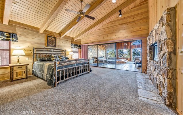 Bedroom, Fireplace, Interior, Stone Walls, Wooden Beams, Wooden Ceilings, Wooden Walls