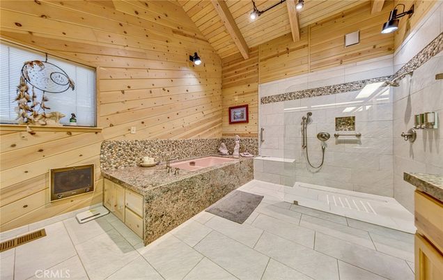 Bathroom, Glass Shower, Interior, Wooden Beams, Wooden Ceilings, Wooden Walls