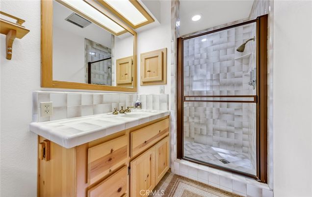 Bathroom, Glass Shower, Interior, Recessed Lighting, Tile Countertops