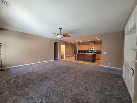 Empty room, Interior, Kitchen, Recessed Lighting, Wood Texture Flooring