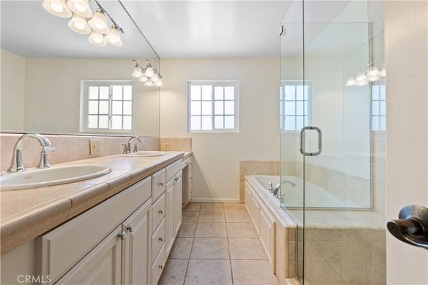 Bathroom, Dual Sink Vanities, Glass Shower, Interior, Tile Countertops