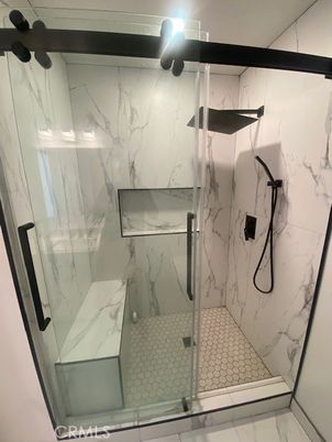 Bathroom, Glass Shower, Interior, Marble Walls