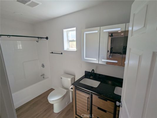 Bathroom, Glass Shower, Interior, Wood Texture Flooring