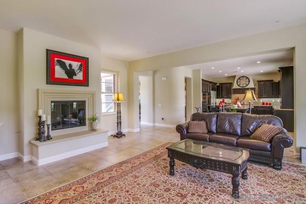 Fireplace, Interior, Kitchen, Living room, Recessed Lighting