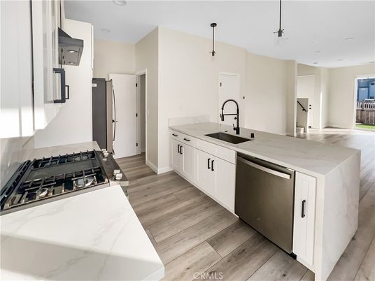 Interior, Kitchen, Pendant Lights, Recessed Lighting, Wood Texture Flooring