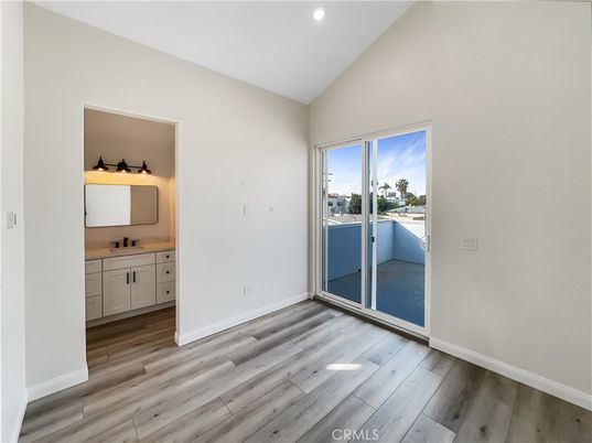 Bathroom, Empty room, Interior, Recessed Lighting, Wood Texture Flooring