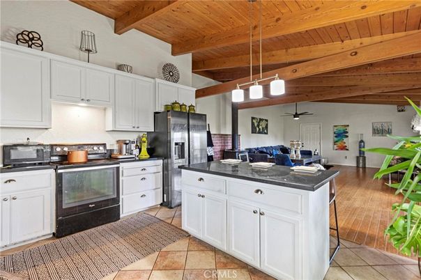 Interior, Kitchen, Pendant Lights, Stainless Steel Appliances, Wooden Beams, Wooden Ceilings