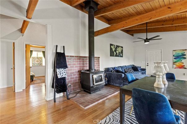Dining room, Fireplace, Interior, Living room, Wooden Beams, Wooden Ceilings, Wood Texture Flooring