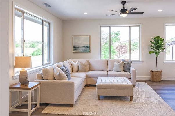 Interior, Living room, Recessed Lighting, Wood Texture Flooring