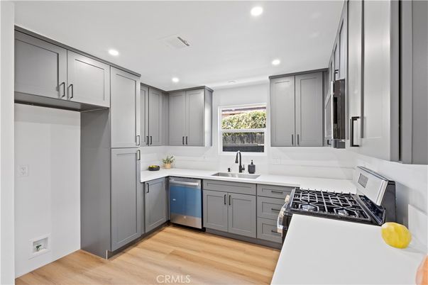 Interior, Kitchen, Recessed Lighting, Wood Texture Flooring