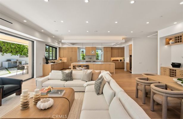 Dining room, Interior, Kitchen, Living room, Recessed Lighting, Stainless Steel Appliances, Wood Texture Flooring