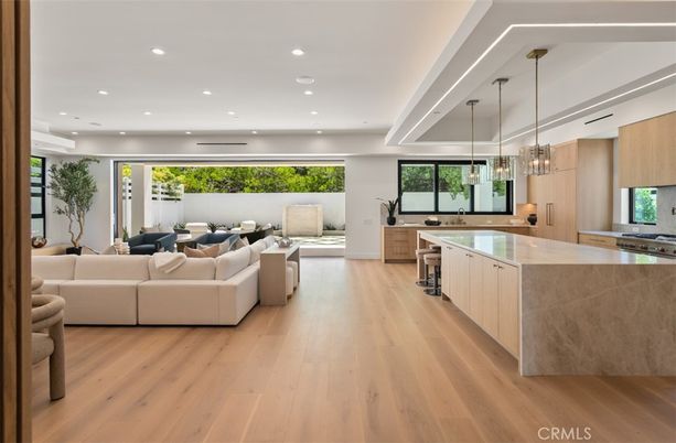 Interior, Kitchen, Living room, Pendant Lights, Recessed Lighting, Wood Texture Flooring