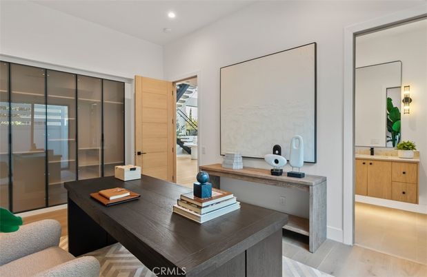 Home Office, Interior, Recessed Lighting, Wood Texture Flooring