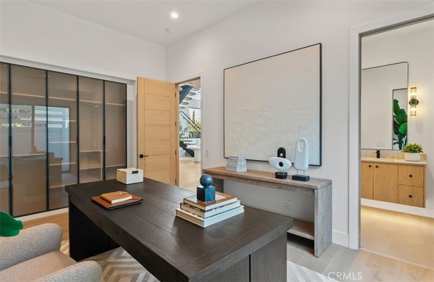 Home Office, Interior, Recessed Lighting, Wood Texture Flooring