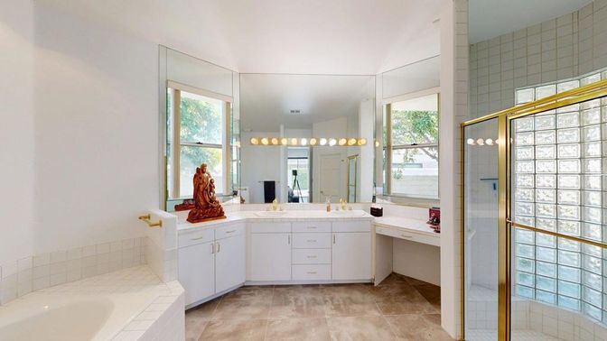 Bathroom, Dual Sink Vanities, Glass Shower, Interior